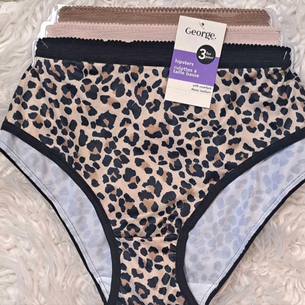 Brand New 3 Pairs George Women's Leopard Print Hipster Panties